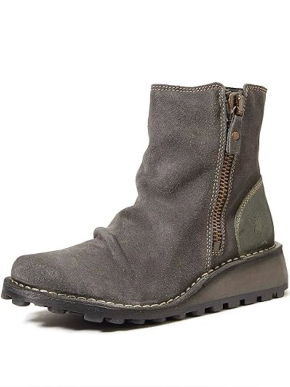 FLY London Mon944fly Suede Ankle Boots Olive Green Lug Sole Size 38